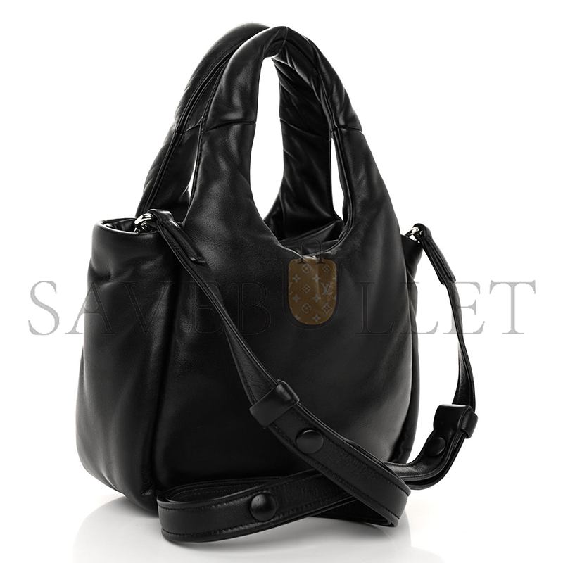 PRADA NAPPA SOFT PADDED SMALL DOUBLE HANDLED SHOULDER BAG BLACK 1BA359 (18*15.5*10cm)